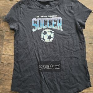 Under Armour Kids Soccer Tee - Dark Gray and Blue